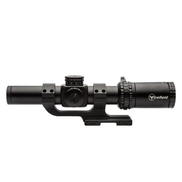Black firefield rifle scope with mounting hardware.