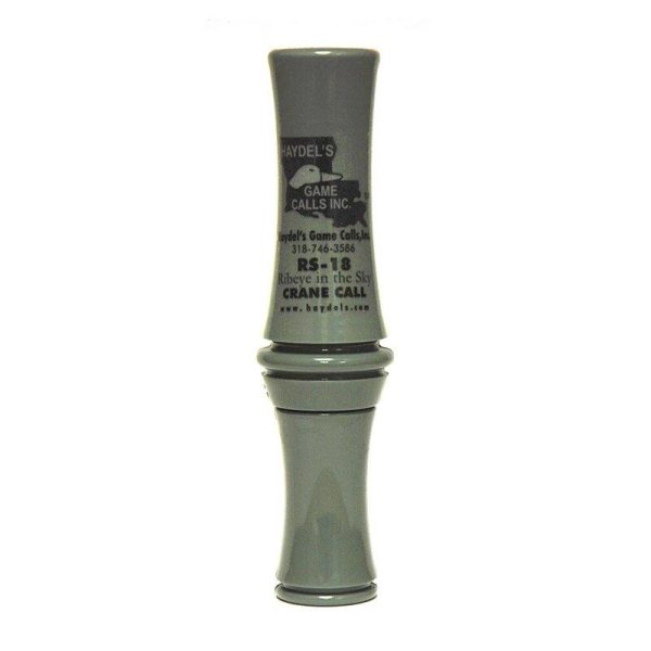 Gray haydel's crane call with black text and logo, cylindrical shape.