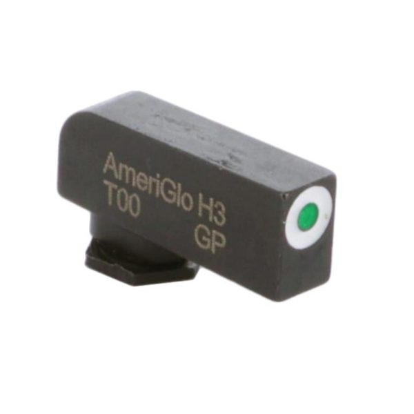 Ameriglo h3 t00 gp gun sight with green dot on black background.