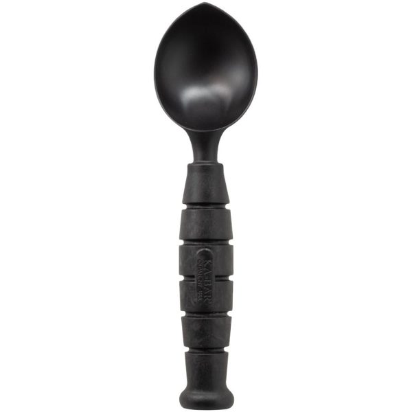Black tactical spoon with textured handle, featuring the ka-bar logo.