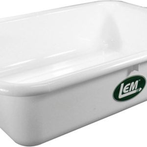White plastic tray with green "LEM" logo on the side.