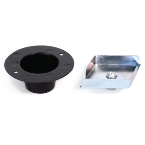 Black circular firearm accessory and metallic silver square firearm accessory on a white background.