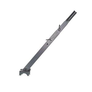 Black metal gun rest accessory with serrated end and adjustable length, related to firearms, guns, and ammo in Casey, Iowa.