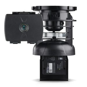 A black, high-tech automatic game feeder with digital controls and sturdy design for precise feeding.
