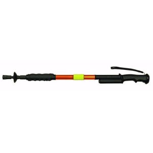 Red and black Pro-Shot shotgun bore cleaning tool with an orange and neon green handle.