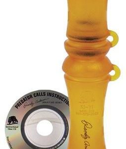 Orange predator call with matching instructional CD, used for hunting.