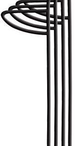 Black steel U-shaped stake anchors on a white background.