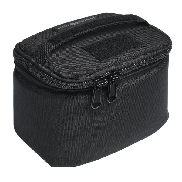 Black tactical ammo bag with dual zippers and a handle, suitable for firearms and gun accessories.