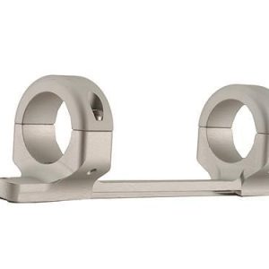 Silver gun scope mount with two circular rings.