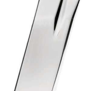 Shiny silver gun magazine with black baseplate.