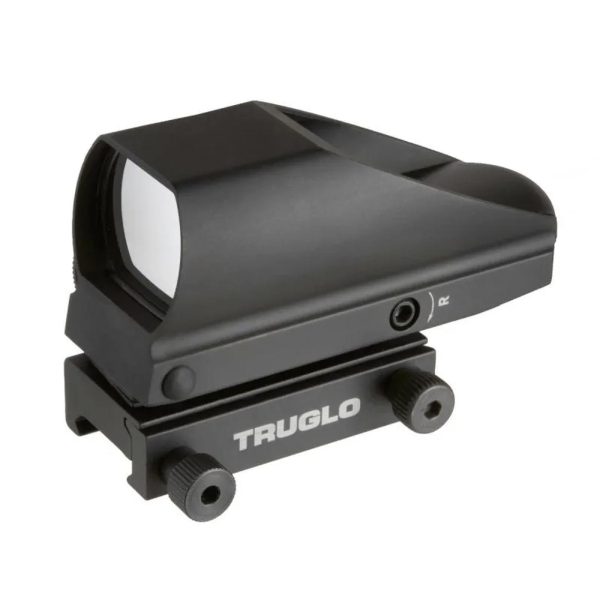 Black truglo red dot reflex sight for firearms.