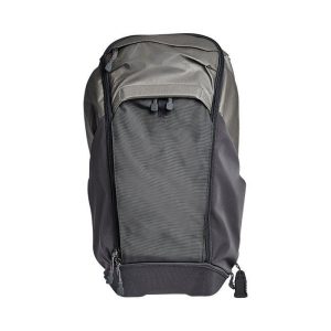 Gray and black tactical backpack with multiple zippers, suitable for firearms, guns, and ammo storage, linked to Casey, Iowa.