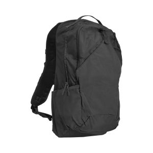 Black tactical backpack with padded straps and multiple compartments, suitable for carrying firearms and ammo.