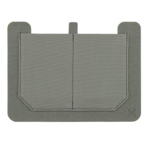 Gray tactical ammo bag with reinforced edges and stitching, featuring dual compartments.