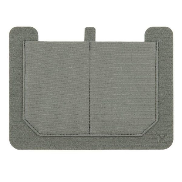 Gray tactical ammo bag with reinforced edges and stitching, featuring dual compartments.