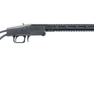 Black single-shot break-action rifle with a long barrel and minimalist skeletal stock design.