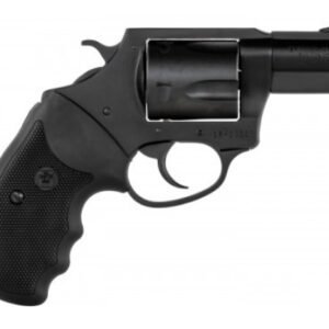 Black revolver with a textured grip and short barrel.