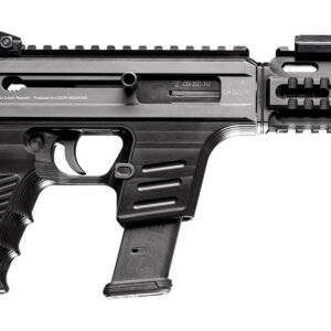 Black cz scorpion evo 3 pistol, 9mm caliber, with textured grip and picatinny rail.