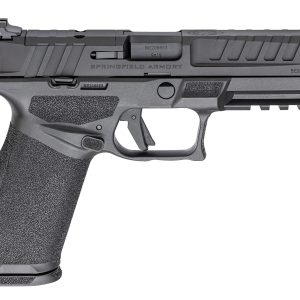 Black springfield armory handgun with textured grip.