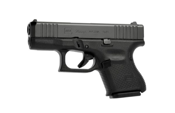 Black glock 26 gen 5 pistol with textured grip.