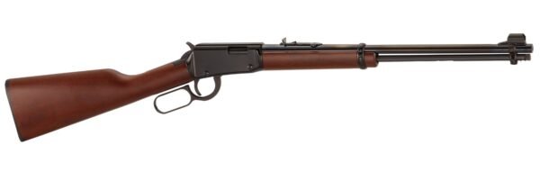 Lever-action rifle with a brown wooden stock and forearm, black metal receiver, and barrel.