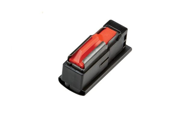 Black and red. 223 remington ammunition magazine for firearms.