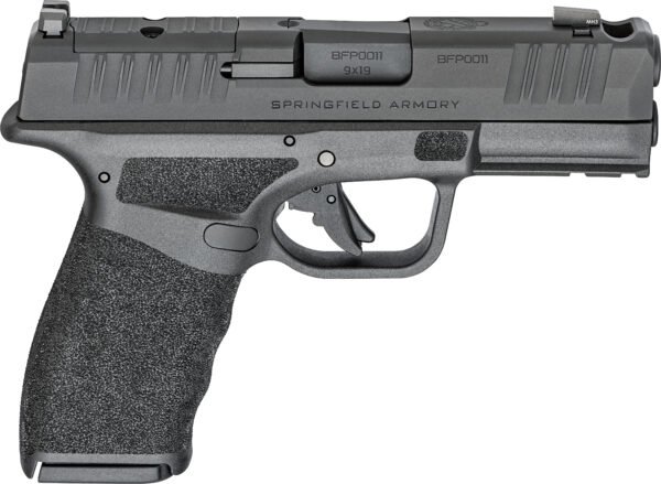 Springfield armory handgun in matte black with textured grip, model marked as bfp0011 9x19.