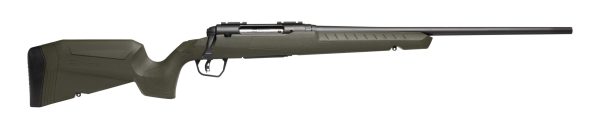 Olive green bolt-action rifle with a matte black barrel and ergonomic textured stock, showcasing a sleek design suitable for firearms enthusiasts in casey, iowa.