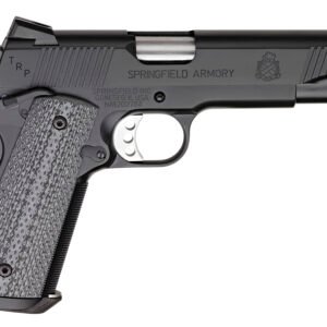 Black springfield armory handgun with textured gray grip, positioned on a white background.