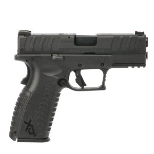 Black springfield armory xd-m pistol with textured grip shown in profile view.
