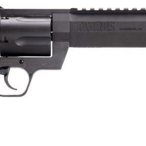 Taurus revolver with black matte finish and textured grip.