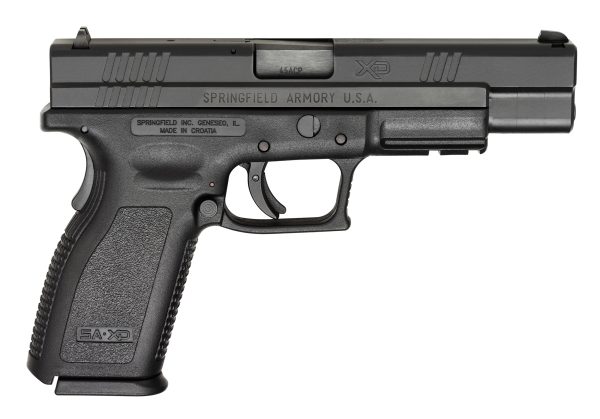 Black springfield armory xd. 45 acp semi-automatic pistol.