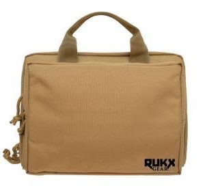 A beige tactical bag with a handle, featuring the logo "RUKX GEAR" on the front.