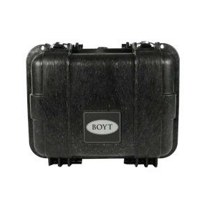 Black hard case for firearms with a logo that reads "BOYT."
