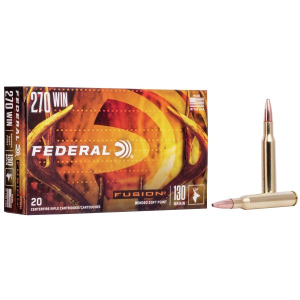Federal fusion rifle ammunition. 270 win 130 gr btsp 3050 fps - 20/ct