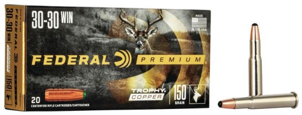 Federal premium trophy copper rifle ammunition. 30-30 win 150 gr tc 2300 fps 20/ct