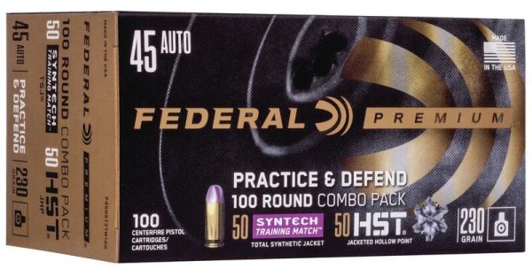 Federal practice & defend hst/syntech combo. 45 acp 230 gr 890 fps 100/ct