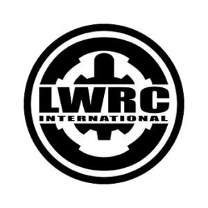 A circular logo featuring the text "lwrc international" and a gear-like design in the center.