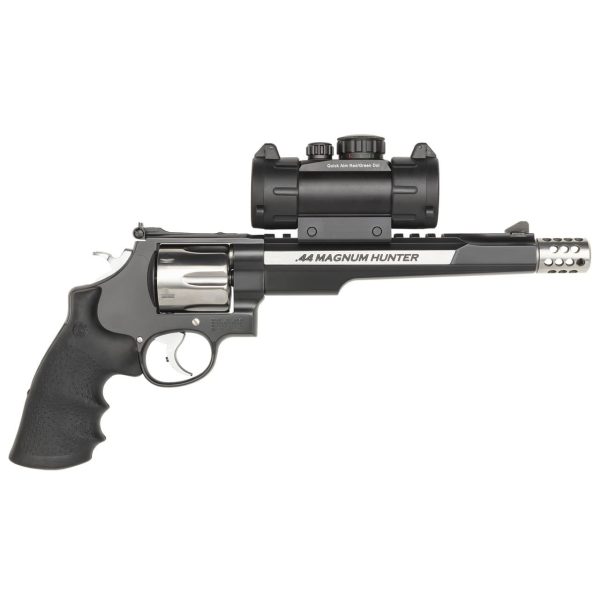 S&w pc m629 hunter w/red/green dot handgun. 44 mag 6rd capacity 7. 5" barrel w/compensator two-tone finish