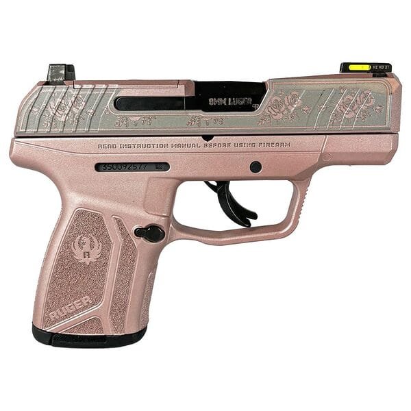 Ruger "rose gold frame/rose engraved slide" max-9 pro handgun 9mm luger 12rd magazine 3. 2" barrel optic ready