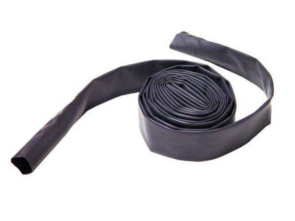 A rolled black rubber or flexible material strip.