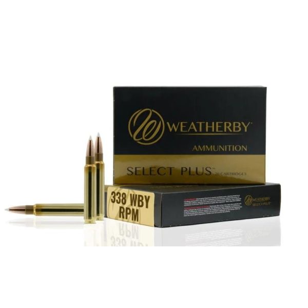 Weatherby select plus hornady interlock rifle ammunition. 338 wby rpm 225gr pt 2800 fps 20/ct