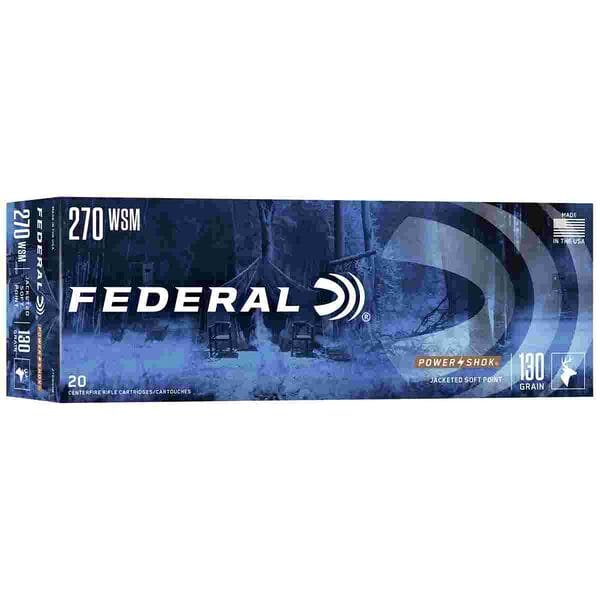 Federal power-shok rifle ammunition. 270 wsm 130 gr sp 3250 fps - 20/ct