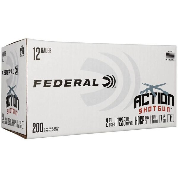 Federal action shotgun shotshells 12ga 2-3/4 1-1/8oz 1235 fps #7. 5 200/ct (case)