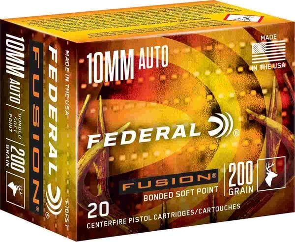 Federal fusion handgun ammunition 10mm auto 200 gr sp 20/ct