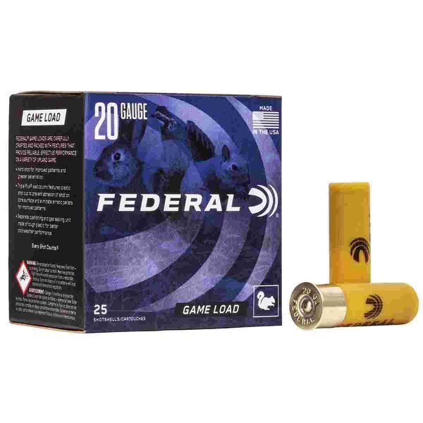 Federal game-shok game load ss 20ga 2-3/4" 2-1/2de 7/8oz #6 ammo 25rd