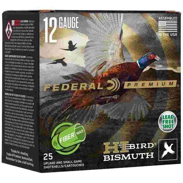 Federal hi-bird fiber wad bismuth shotshells 12ga 2-3/4" 1-1/4oz 1330fps #5 25/ct