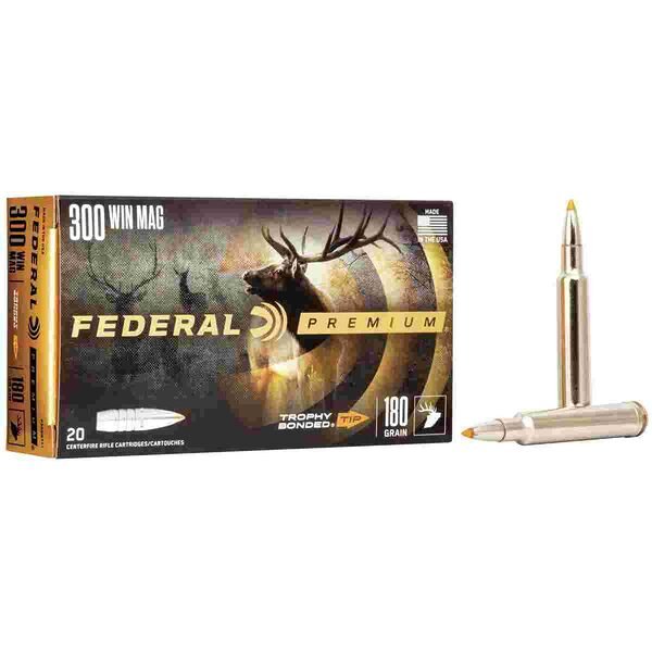 Federal trophy bonded tip rifle ammunition. 300 win mag 180gr pt 2960 fps 20/ct