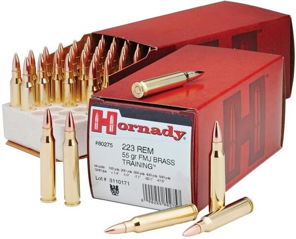 Hornady custom rifle ammunition. 223 rem 55 gr fmjbt 3240 fps - 50/box