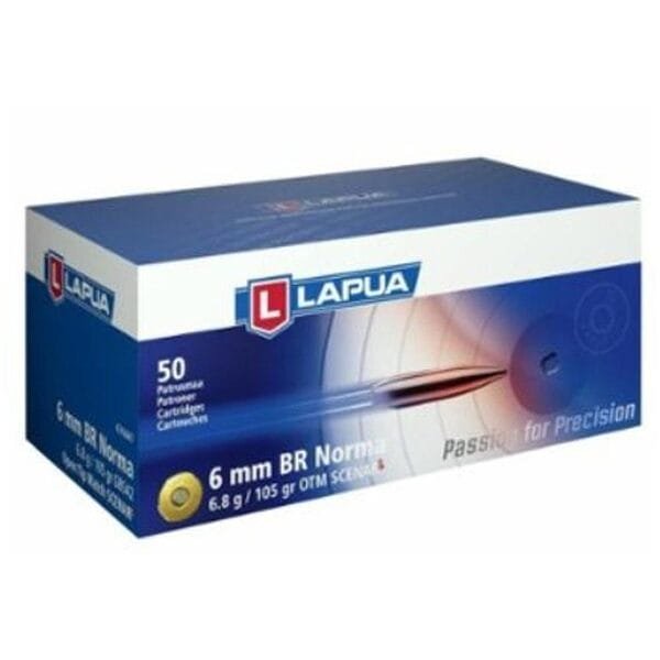 Lapua otm rifle ammo 6mm br norma 105 gr scenar-l 2674 fps 50/ct